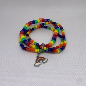 Rainbow, LGBTQ, Rainbow Charm Pony-bead Bracelet